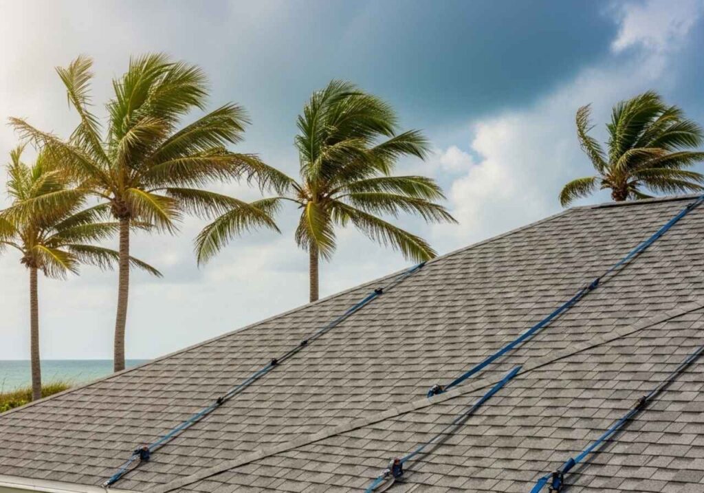 Florida coastal home roof built to withstand hurricanes, humidity, and salt air.