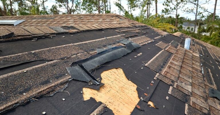 hurricane damage shingle roof